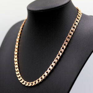 Cadena barbada maciza oro rojo