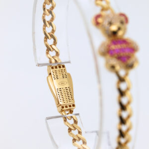 Pulsera barbada oso con circonitas rosa