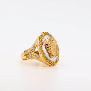 Sello redondo medusa onix y circonitas