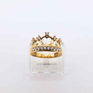 Anillo grande corona circonitas blancas