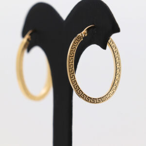 Pendientes aro ovalado greca