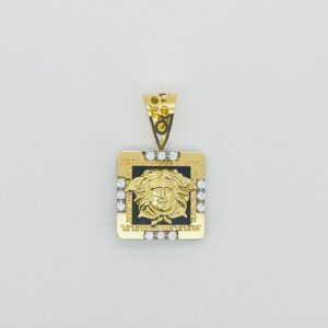 COLGANTE CUADRADO MEDUSA  ONIX GRECA Y CIRCONITAS