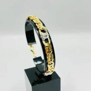 PULSERA TIPO CARTIER MEDUSA Y GRECA BICOLOR HUECA