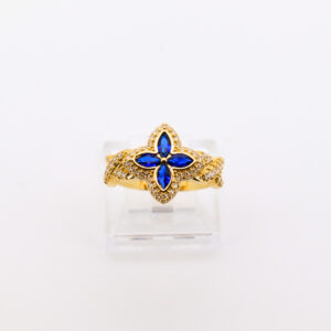 ANILLO FLOR CON INFINITO Y CIRCONITAS AZULES