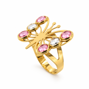 Anillo mariposa perforada circonitas